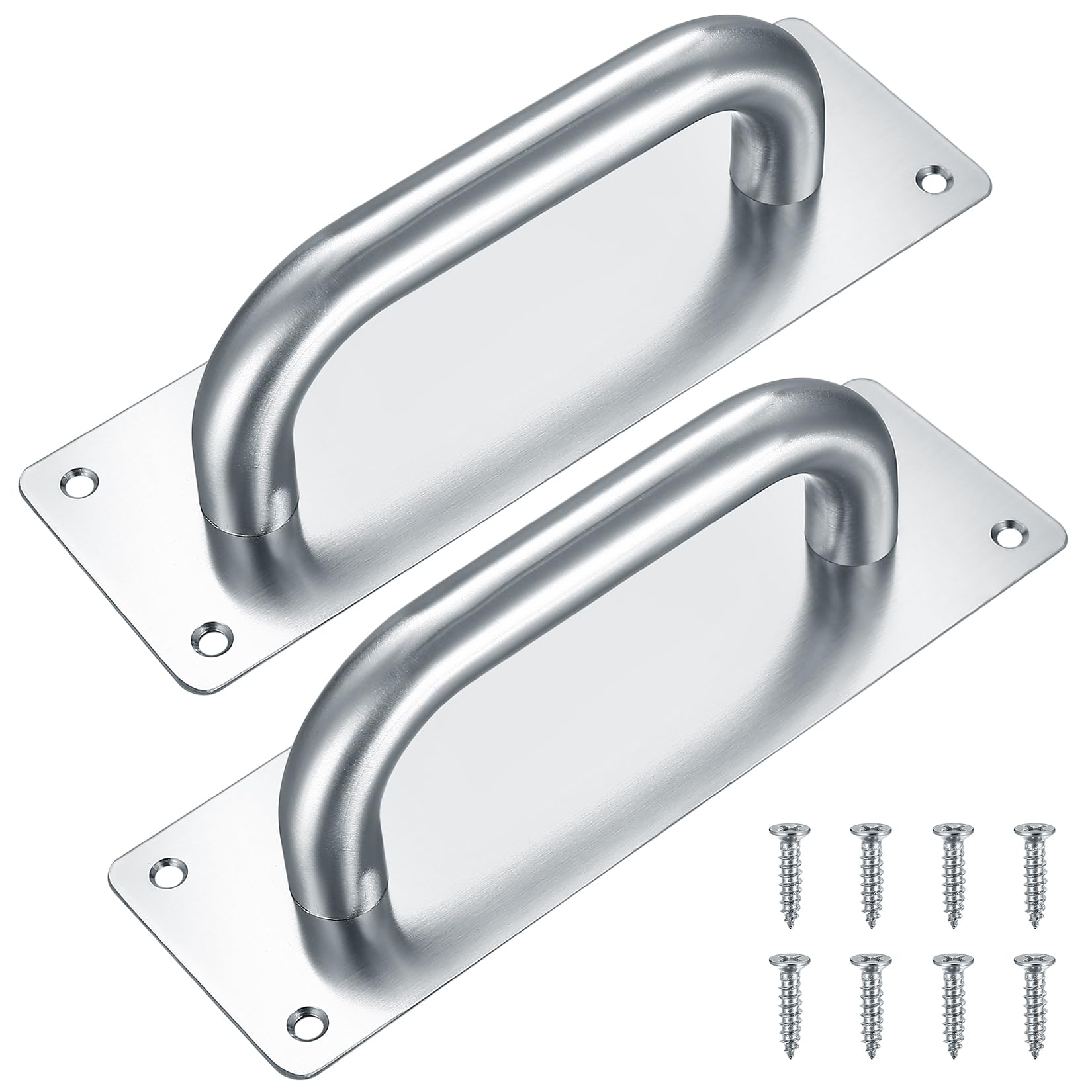 Robust Stainless Steel Sliding Door Handles with Backplate, Toilet Cabinet Handles with Plates for Wooden Doors, Garden, Cabinet Doors (200 x 65 mm) Silver