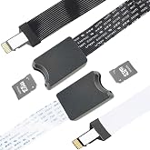 DKARDU 2 pcs Micro TF to Micro SD Card Extension Cable Reader Adapter Soft Flat FPC Extender Cable 46~48 cm Black and White Car SD External Card Reader