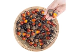BigOtters 100PCS Artificial Acorns Bulk, Mixed Color Fake Nutty with Natural Acorn Cap Simulation Fruit Props for House Autumn Decor Craft DIY Wedding Festival Party Favor