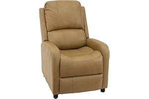 RecPro Charles 28" RV Push-Back Recliner | Small RV Chair | RV Furniture | Suprima Faux Leather (Toffee)