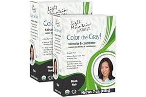 Light Mountain Henna Hair Color & Conditioner, Color the Gray - Black Hair Dye for Men/Women, 2-Step Chemical-Free, Semi-Permanent Hair Color for White, Gray, and Blonde Hair, 7 Oz (Pack of 2)