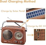Gelielim Portable Radio AM FM Shortwave Bluetooth Solar Rechargeable Battery view 5