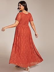 Ever-Pretty Plus Women's V Neck Ruffles Sleeves
