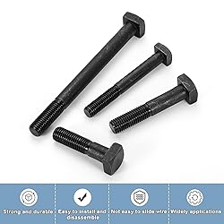 uxcell 5Pcs Square Head Bolts, 3/4-10x3 Black Oxide