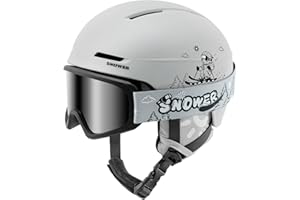 SNOWER Kids Ski Helmet with Goggles Set, Shockproof Durable PC Shell & EPS Foam, Snowboard Helmet and Goggles for Boys & Girls