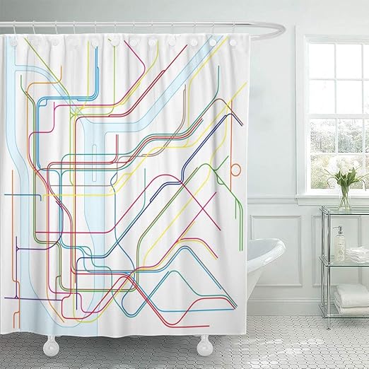 Amazon Com Emvency Shower Curtain 72 X 72 Inches Line Colored