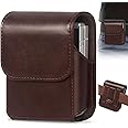 Phone Holster for Samsung Galaxy Z Flip6 Flip5 Flip4 Flip3, Flip Phone Specific Protective Leather Holster for Motorola RAZR+ 2024 2023, Cellphone Belt Clip Holster Carrying Pouch Card Holder(Brown)