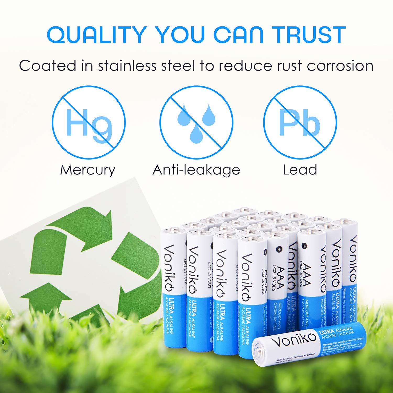 VONIKO Ultra Alkaline Triple A Batteries 24 Pack- Size AAA Batteries - 10 Year Shelf Life & 6-9 Times The Power As Carbon Batteries | AAA 1.5 Volt Battery - Battery Triple AAA | AAA Battery