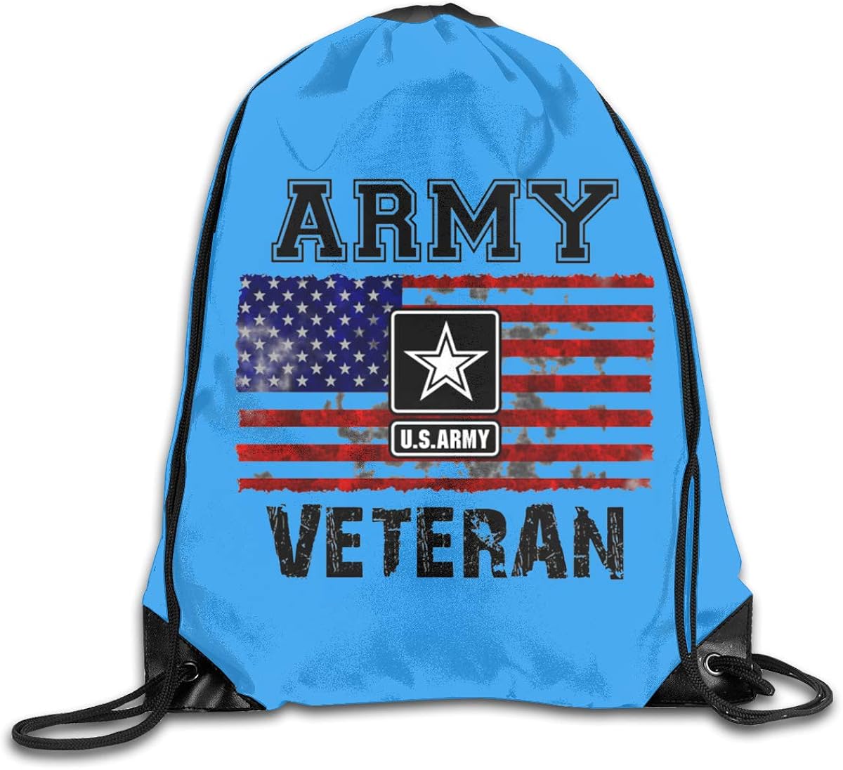 US Army Veteran Drawstring Backpack Bag Gym Sack Sport Sack