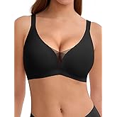 LUCKMEEY Bras for Women No Underwire Deep V Wireless Bra Push Up Seamless Bras Full Coverage Bralettes Everyday Bra