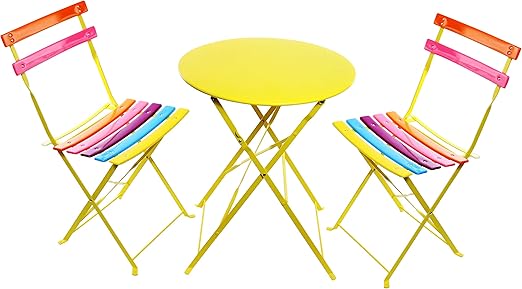 Alpine Msy114a Rainbow Metal Bistro Set W Table And Two Chairs 28 Inch Tall Amazon Ca Patio Lawn Garden