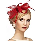 Zinniday Victoria Tea Party Hat - 2025 Bow Derby Attire Hats with Hairpin,1920s 50s Feather Fascinators for Women
