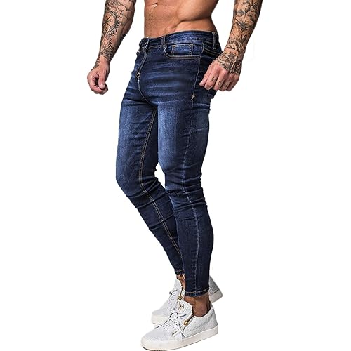 GINGTTO Men's Skinny Jeans Stretch Ripped Tapered Leg