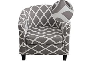 CRFATOP 2 Piece Club Chair Slipcover Stretch Barrel Chair Covers Printed Tub Chair Slipcovers Soft Armchair Covers Removable Furniture Protector Arm Chair Cover for Living Room,62