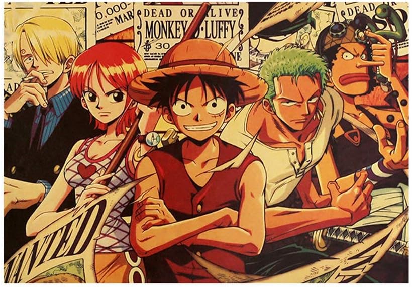 Amazon Com Perfect Kim One Piece Collection Of Japanese Anime Vintage Kraft Decor Poster Diy Wall Sticker Decorative Gift Home Decor 14 In One Piece 3 Posters Prints