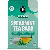 FGO Organic Spearmint Leaf Tea, 100 Count, Eco-Conscious Tea Bags, Caffeine Free, Resealable Bag, Packaging May Vary (Pack of 1)