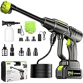 YKYI Cordless Pressure Washer Battery Powered, 30 Speed Level, 1200 PSI Portable Power Washer with 6-in-1 Nozzle, 24FT High-E