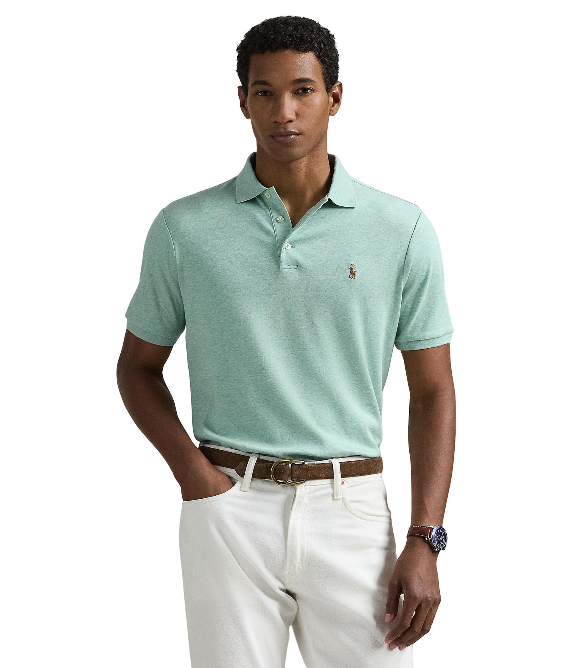 Photo 1 of POLO RALPH LAUREN, Mens, Classic Fit Soft Cotton Polo Shirt, Celadon Heather, X-Large