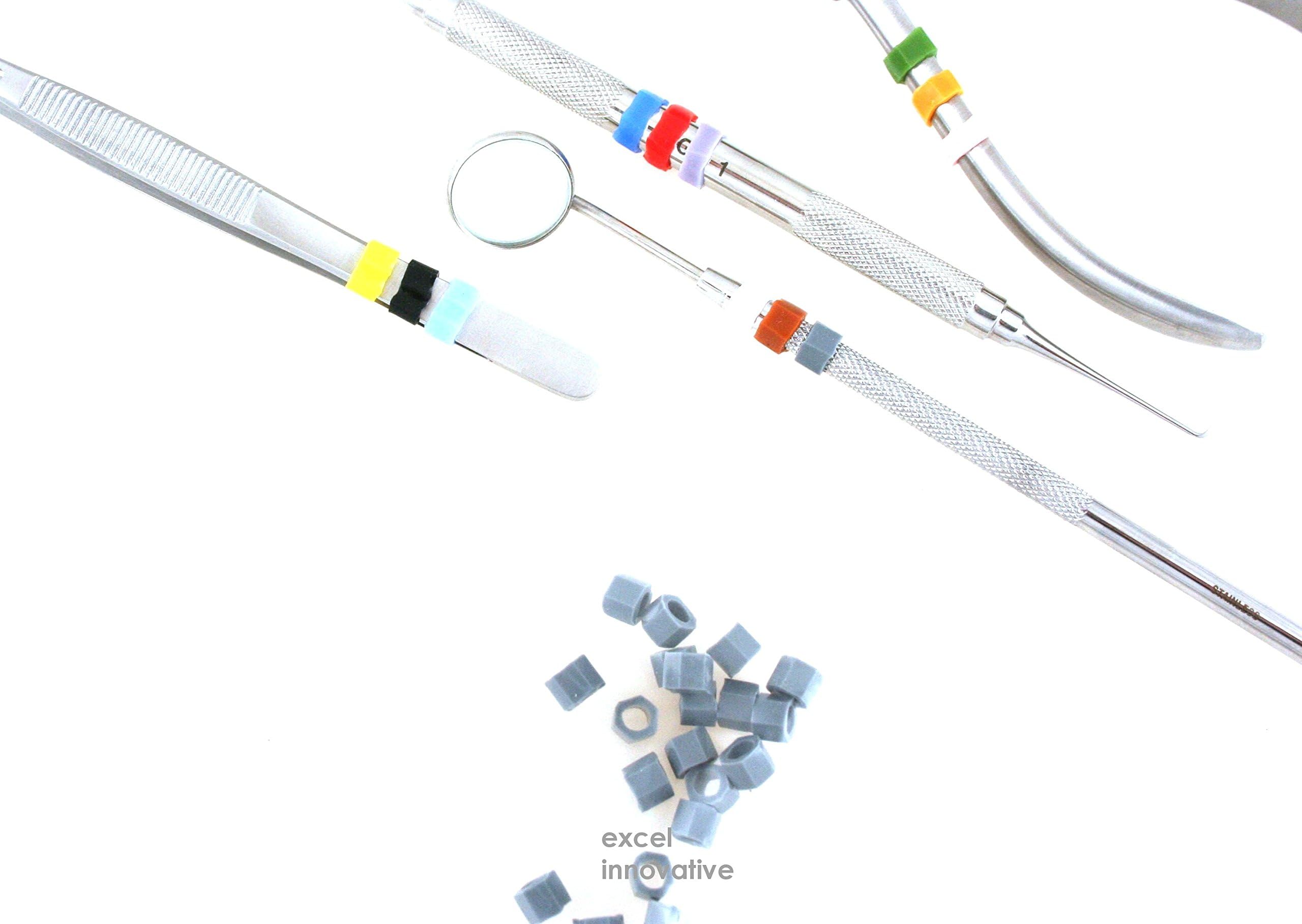 Silicone Color Bands for Instruments Identification Sold in Packs of 20 Bands Each Select Color Options | Medixplus (Grey)