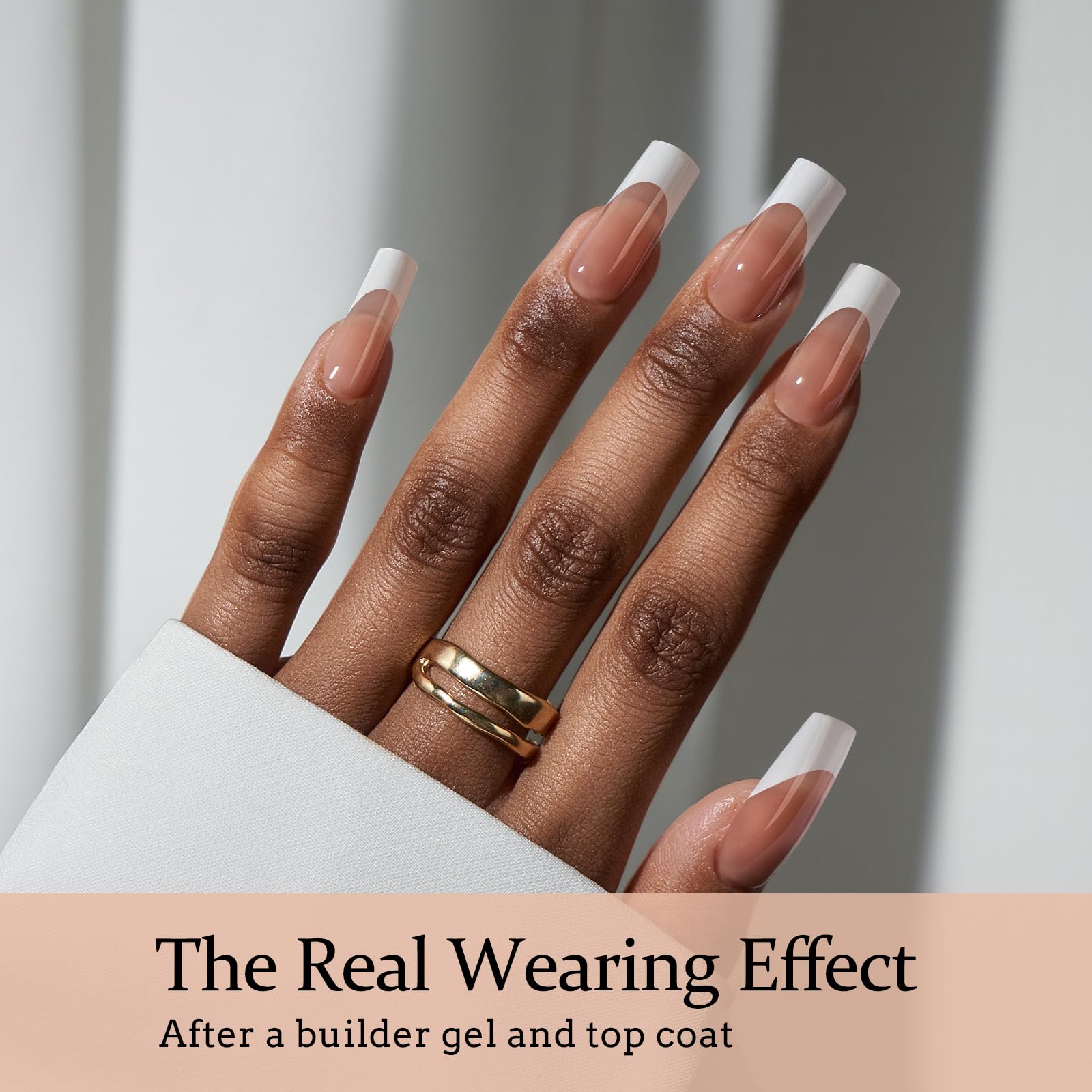 BTArtboxnails XCOATTIPS French Tip Press on Nails, 300pcs Brown Long Square French Tip Gel Nails, French Tip Nails for DIY Nail Art - Image 3