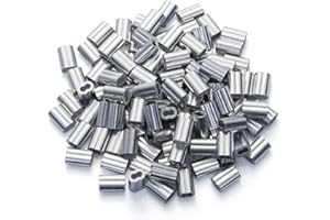 PETUTU 1/16" (≈1.6mm) Aluminum Crimping Loop Sleeve 200PCS, Cable Ferrule Wire Rope Sleeves