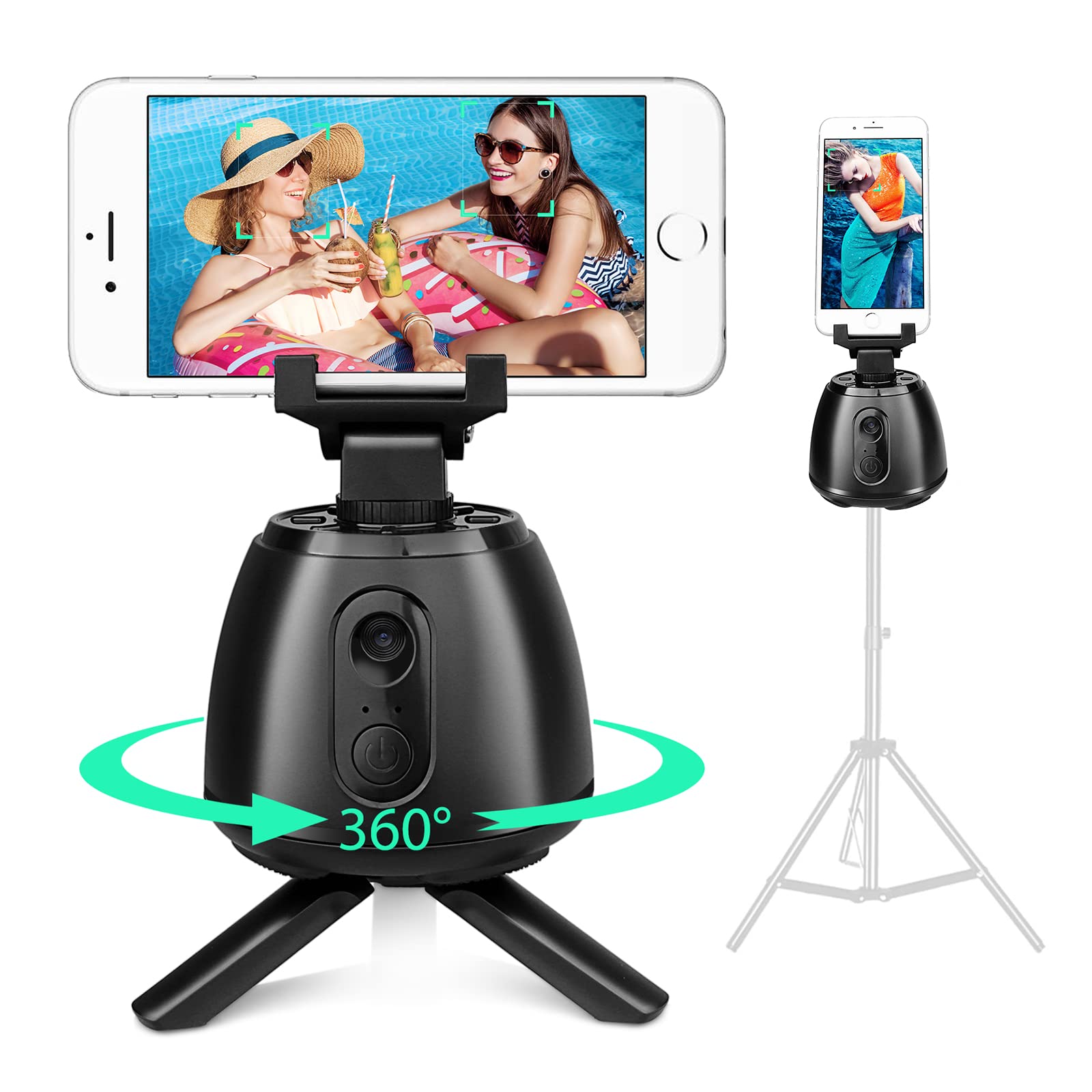Auto Tracking Phone Holder, 360° Rotating Smart Face & Body Track Cellphone/Pad/Camera Stand Desktop Tripod Gimbal Stabilizer For YouTube, Tik Tok, Vlog Live Streaming (No Need App)