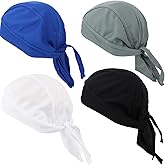 Gbateri 4 Pack Head Wraps Cycling Caps Dew Rag Skull Caps Beanie Cap Do Rags, Pirate Hats, Doo Rag, Durag Bandana