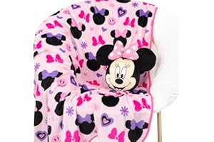 Jay Franco Disney Minnie Mouse Nogginz Set - 40 x 50 Inch Lightweight Travel Throw Blanket & Pillow - Kids Super Soft 2 Piece
