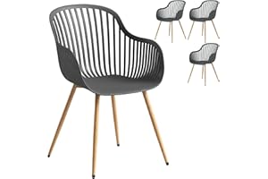 Outsunny Outdoor Dining Chairs Set of 4, Patio Chairs with Slotted Backrest for Deck, Garden, Balcony, Poolside, Grey