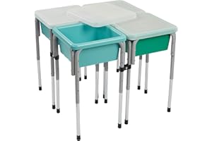 ECR4Kids 4-Station Sand and Water Adjustable Play Table, Sensory Bins, Seafoam/Emerald