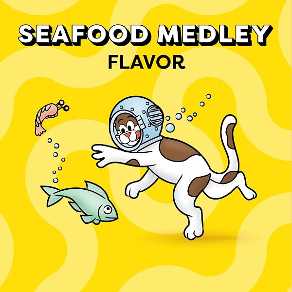 TEMPTATIONS CAT TREATS, CLASSIC CRUNCHY AND SOFT CAT TREATS, SEAFOOD MEDLEY FLAVOR, 16 OZ. TUB