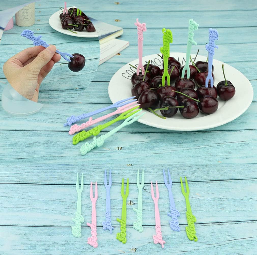 Huuer Food Fruit Picks Forks for Kids Bento Lunch Box 20 Pieces Small Party/Buffet/Banquet Food Picks, Dessert/Appetizer/Cocktail Toothpicks