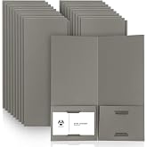 Henoyso 50 Pcs 4 x 9 Inch Mini Presentation Folders 2 Pocket, Grey | 2 Business Card Holder Ideal for Sorting Receipts, Paperwork, Business Events, Weddings and Daily Document Storage