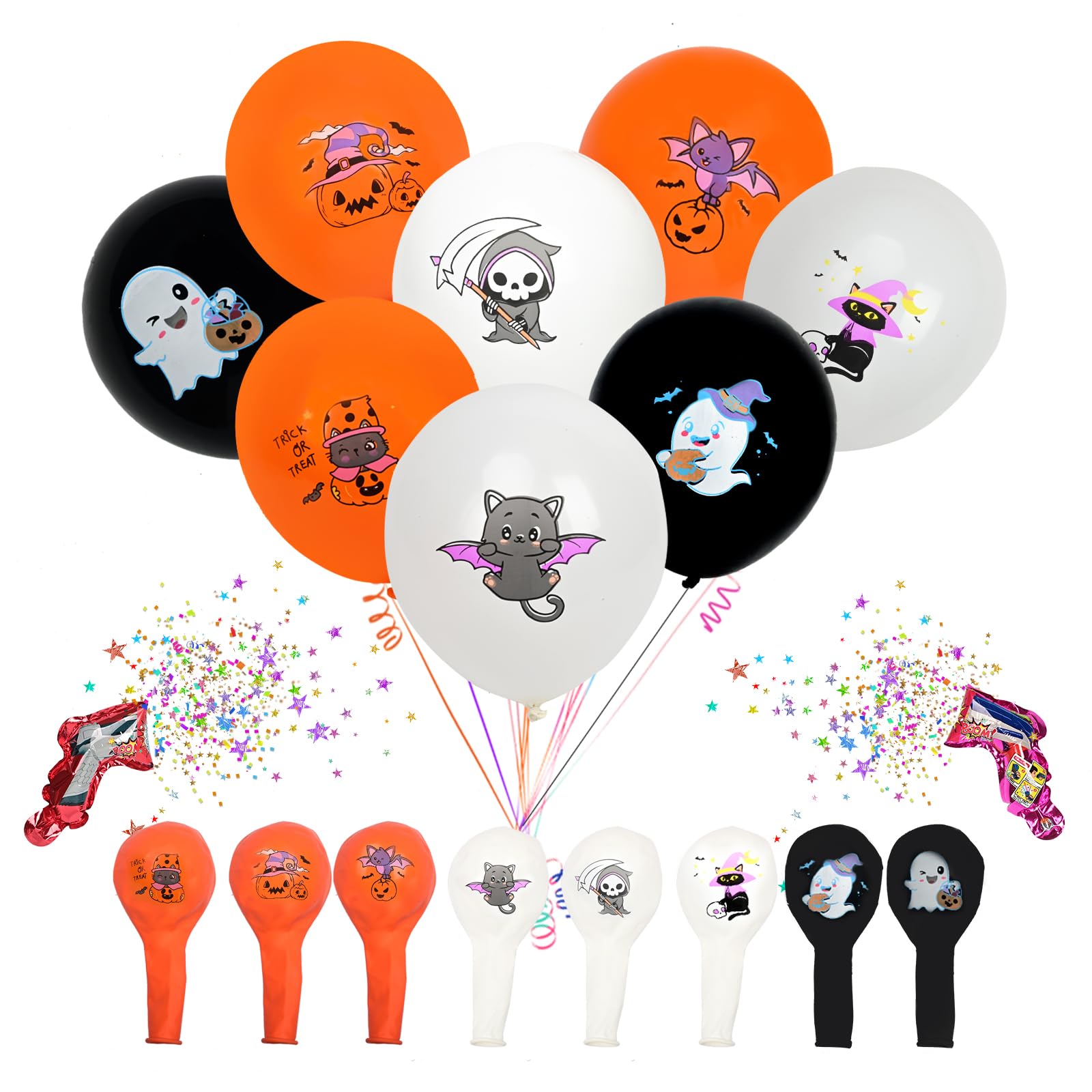 Photo 1 of Colorful Balloons 80 PCS, Assorted Color 12 Inches Rainbow Latex Balloons with Bonus Confetti, 8 Bright Colors Party Balloons for Birthday, Wedding, Halloween Decoration (Halloween-80)