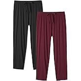 DAVID ARCHY Mens Pajama Pants Bamboo Rayon AirWeave Knit Lounge Pants, Soft Comfy Sleep Bottoms Lightweight PJs 2 Pack