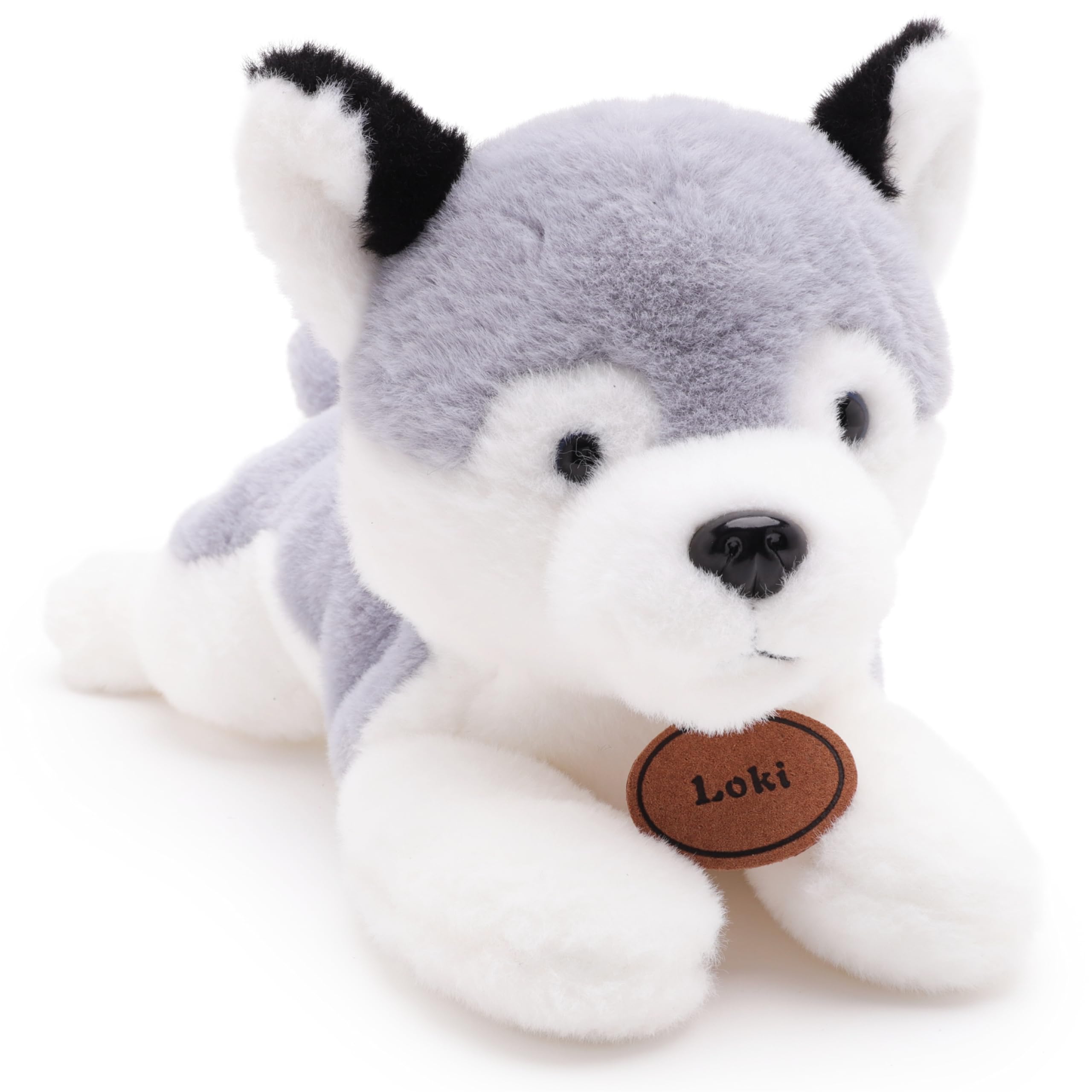 Toyland® 25cm (10") Loki The Husky Soft Toy - Lying Down Plush Dog - Suitable From Birth