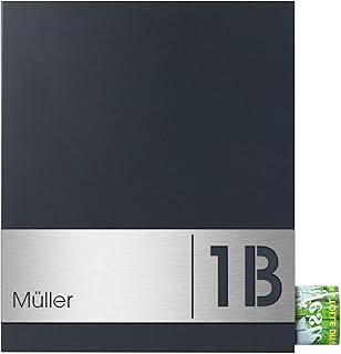 Design-Briefkasten anthrazit mit Zeitungsfach (RAL 7016) MOCAVI Box 111R Postkasten mit Hausnummer und Name V4A-Edelstahl graviert modern groß DINA4
