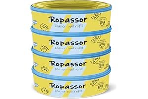 ROPASSOR Diaper Pail Refill Bags for Genie Complete/Expressions & Munchkin Step Diaper Pail (1120count) 4 Packs, 7-Layer Odor-Absorbing, Disposable Diaper Poop Bags, Baby essentials