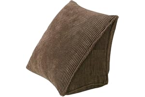 SILKTEM Soft Wedge Reading Pillow Triangle Corduroy Back Cushion Backrest Positioning Sofa Bed Office Chair Rest Pillow Back Support Pillow (Coffee)