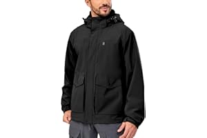 Little Donkey Andy Men's Rain Jacket with Lining Detachable Hooded Waterproof Jackets Lightweight Windbreaker Outdoor Hiking