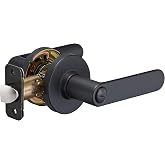 Amazon Basics Contemporary Reno Door Lever with Lock, Privacy, Matte Black