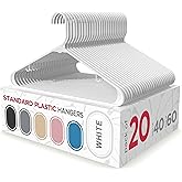 Sharpty Plastic Hangers Clothes Hangers for Clothing, Closet, Coats & Shirts - Durable & Space Saving - for Everyday Standard Use, Room Essentials & Basics - 20 Pack - White