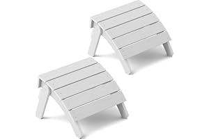 YEFU Adirondack Ottoman Set of 2, Patio Foot Rest, Adirondack Foot Rest, Folding Adirondack Footstool, Weather Resistant for Adirondack Chair, Widely Used for Outdoor, Porch, Backyard, Fire Pits-White
