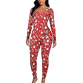 nezababycos Christmas Pajamas Onesie Women Sexy One Piece Romper Long Sleeve Bodycon Jumpsuit Sleepwear for Adult