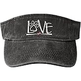 Wisedeal Love Paw Print Sun Visor Hats, Adjustable Empty Top Baseball Sun Cap for Dad Mom