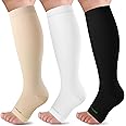 LEVSOX Open Toe Compression Socks for Women & Men 20-30mmHg Toeless Sock Knee High Support Stockings for Circulation Nurses Pregnant Travel