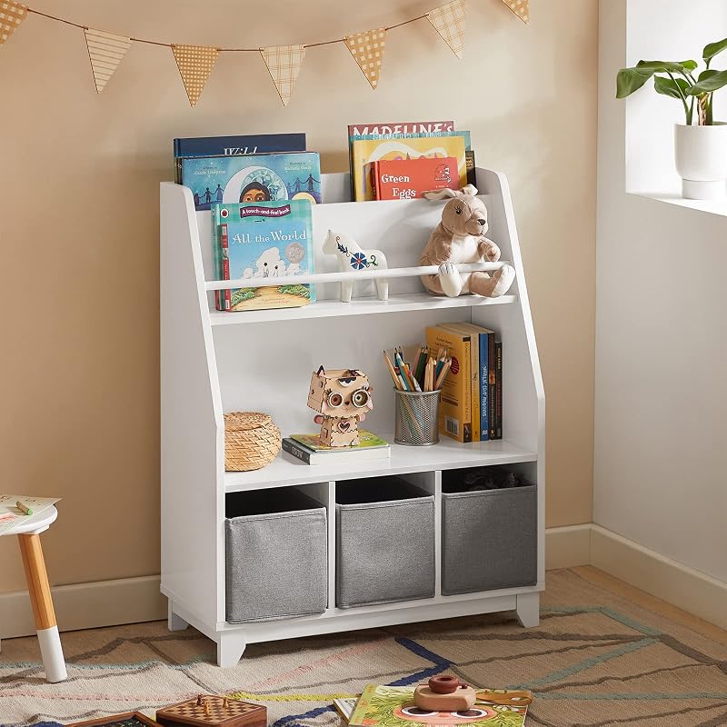 Bibliothèque Enfant 3 Paniers Charge Max. 50kg 63x28x80cm