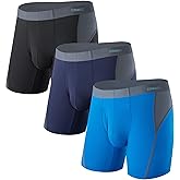 Separatec Mens Underwear with Separate Pouch, Anti-Chafing & Breathable Mesh Performance Boxer Briefs 3 Pack