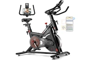 Wenoker Exercise Bike for Home – 350LB Indoor Cycling Bike, Low Noise Stationary Spin Bike with App Sync, Adjustable Seat, LCD Monitor, Smooth & Quiet for Cardio Workout