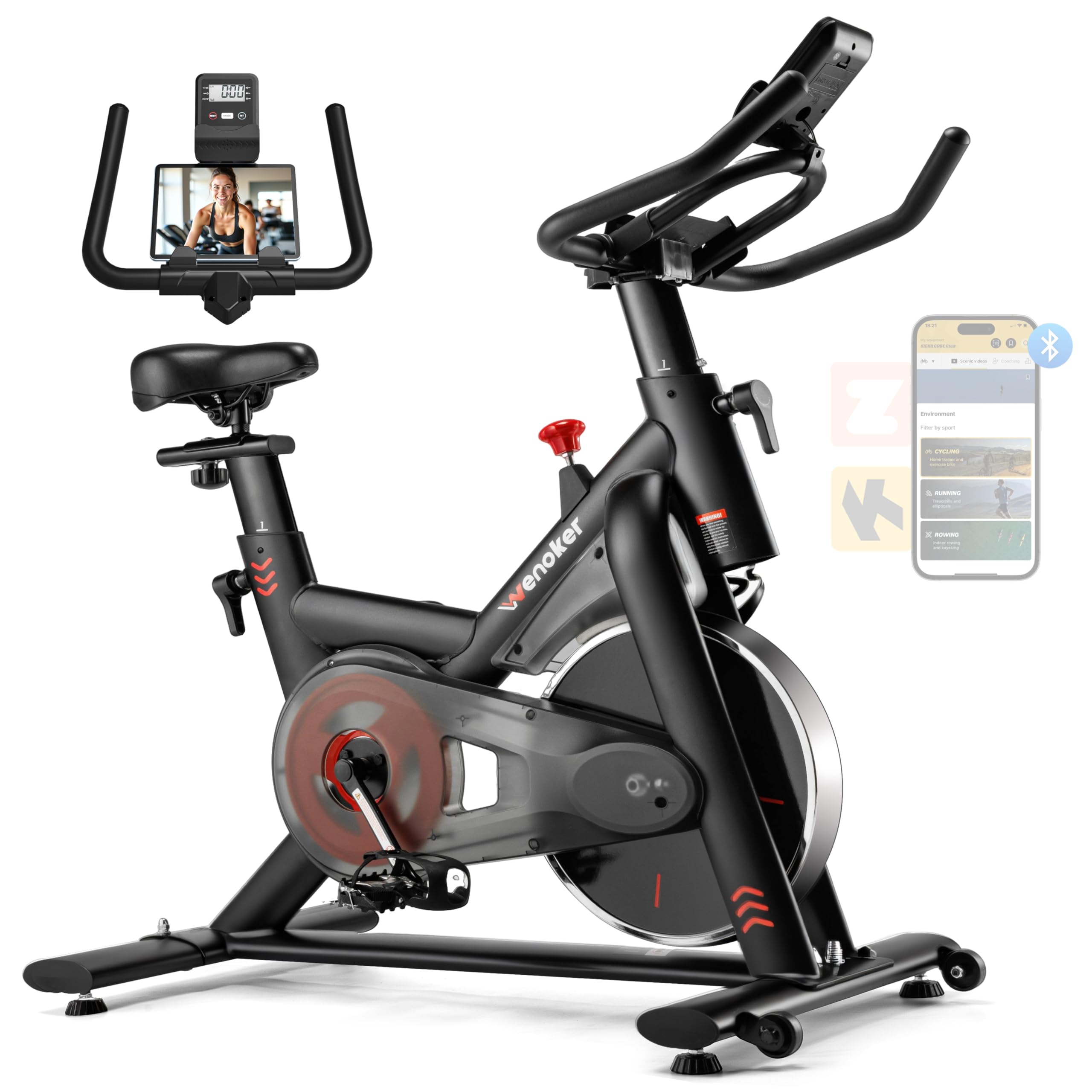 Photo 1 of Wenoker Exercise Bike for Home – 350LB Indoor Cycling Bike, Low Noise Stationary Spin Bike with App Sync, Adjustable Seat, LCD Monitor, Smooth & Quiet for Cardio Workout